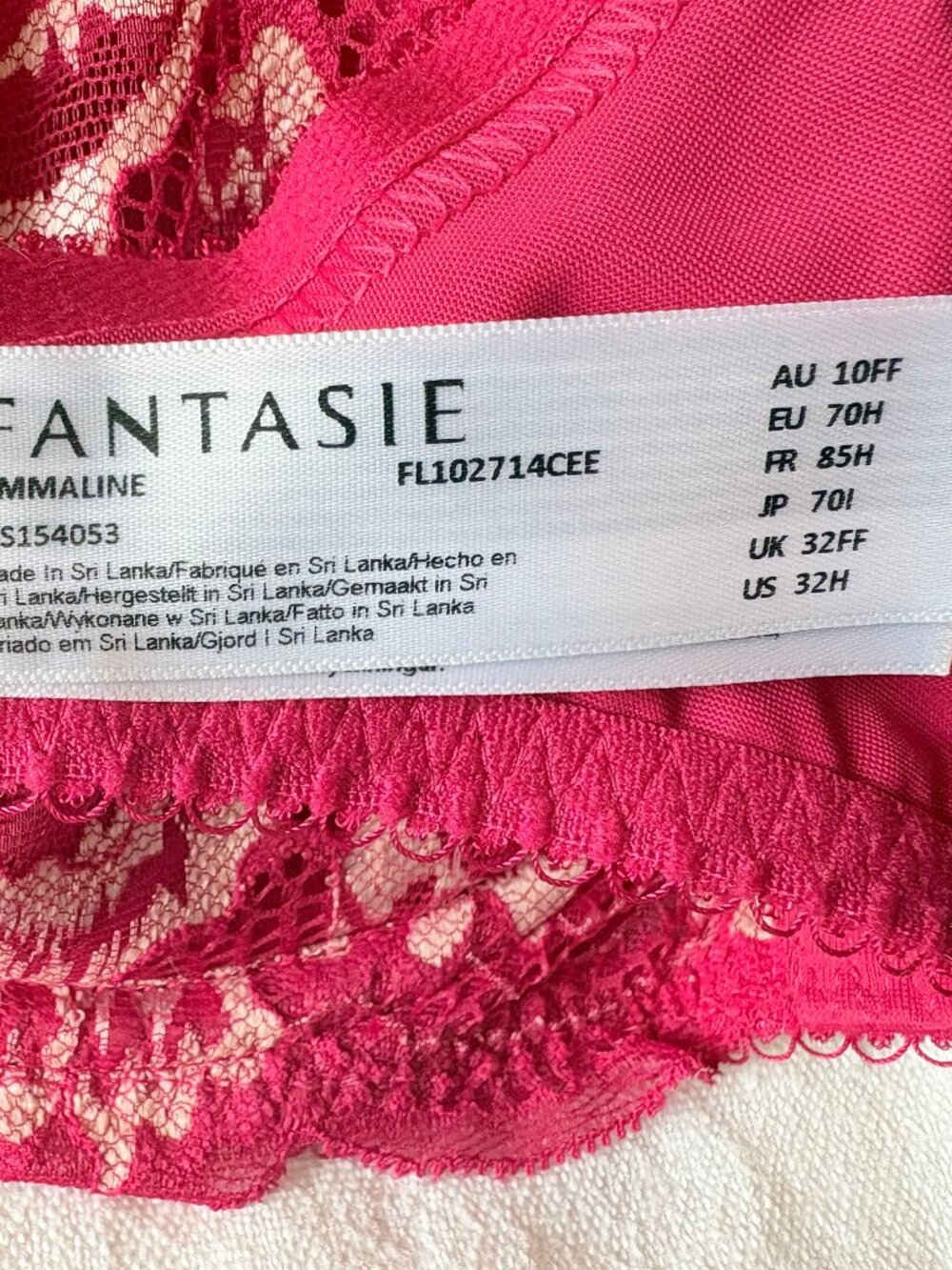 NWOT Fantasie Emmaline side support bra in 32FF. Pretty fuchsia red. - Picture 3 of 5